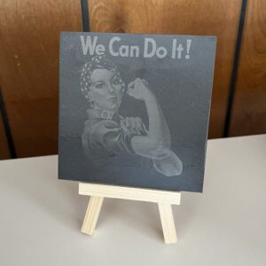 Rosie the Riveter - Laser Engraved Slate Coaster Set of 4