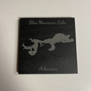 Blue Mountain Lake, Arkansas Laser Engraved Slate Coasters Set of 4 - Image 1