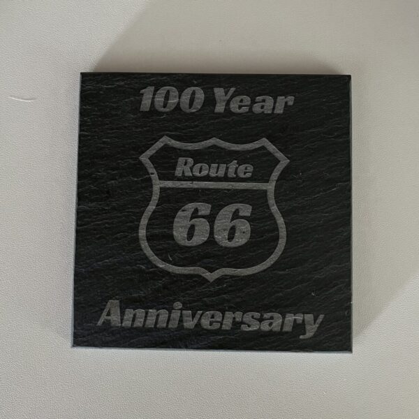 Route 66 100 Year Anniversary - Laser Engraved Slate Coasters Set of 4 - Image 1
