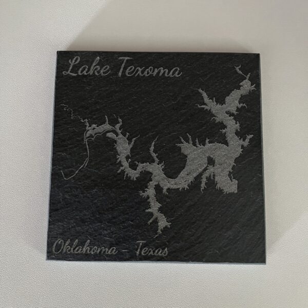 Lake Texoma, Oklahoma and Texas - Laser Engraved Slate Coasters Set of 4 - Image 1
