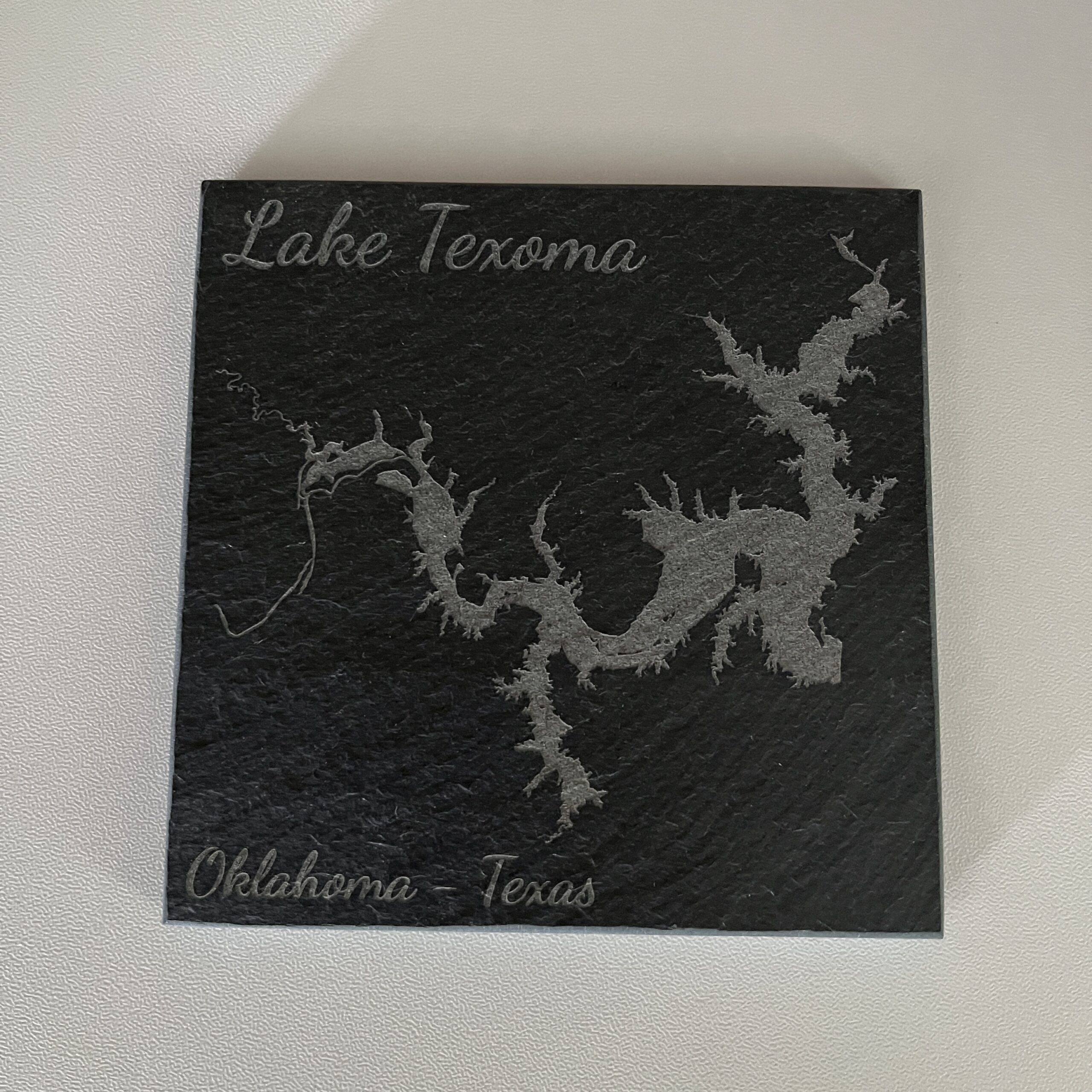 Lake Texoma, Oklahoma and Texas - Laser Engraved Slate Coasters Set of 4 - Image 1