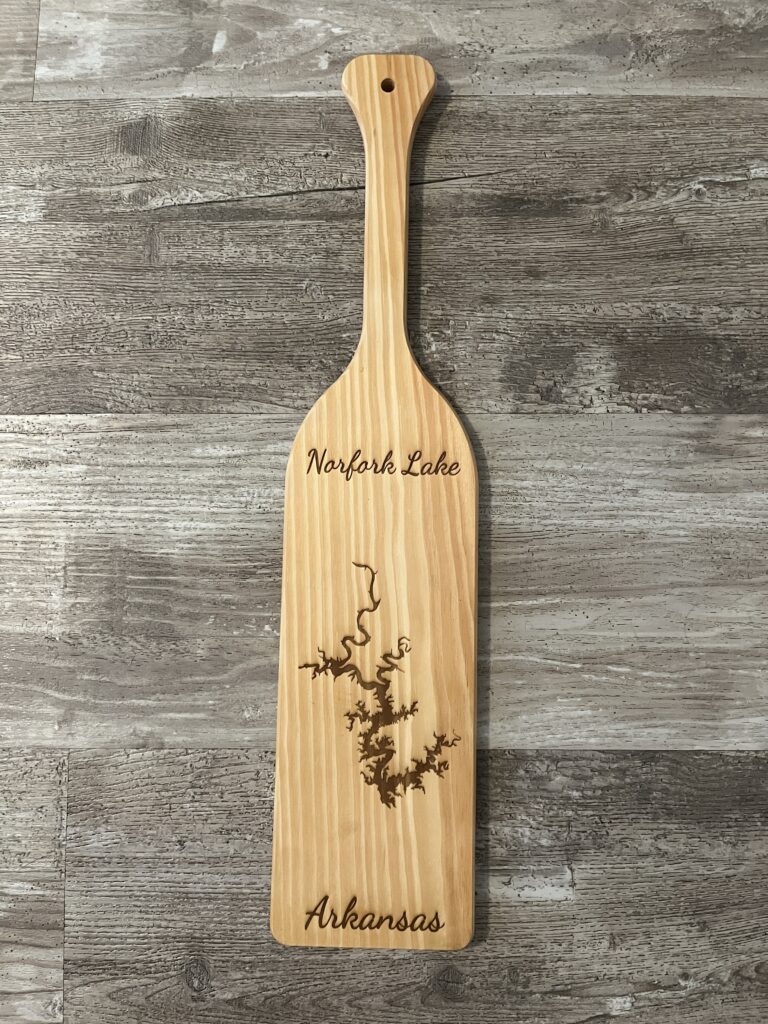 Norfork Lake, Arkansas – Laser Engraved Pine Wood Paddle