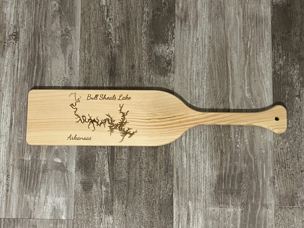 Bull Shoals Lake, Arkansas – Laser Engraved Pine Wood Paddle