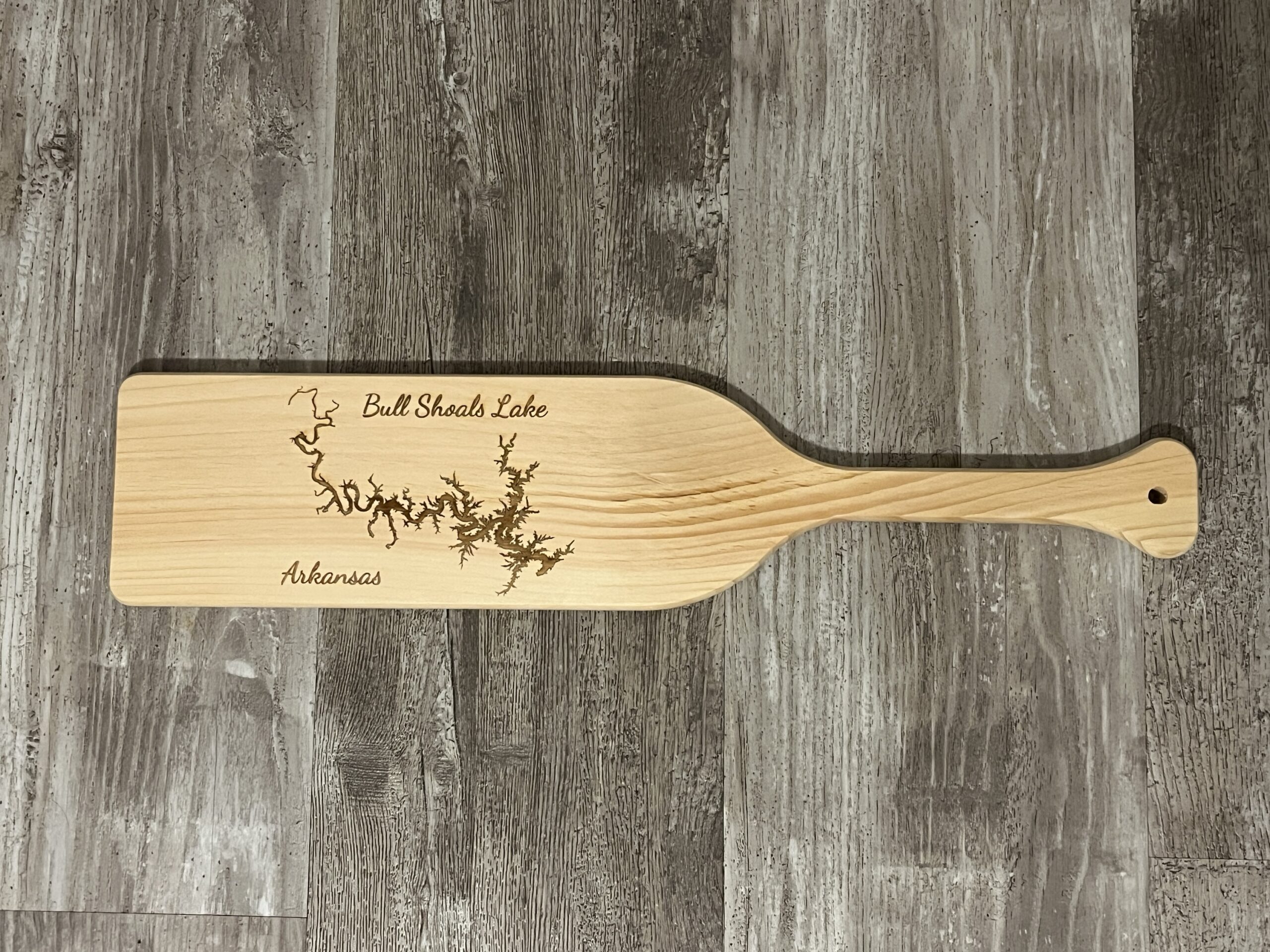 Bull Shoals Lake, Arkansas – Laser Engraved Pine Wood Paddle - Image 1